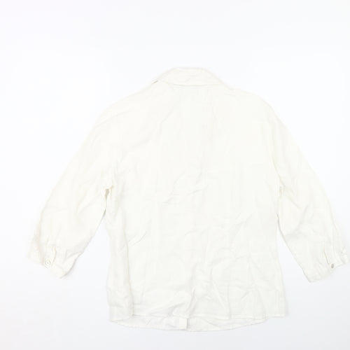 Per Una Women's White Embroidered Button-Up Shirt Size 12