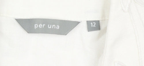 Per Una Women's White Embroidered Button-Up Shirt Size 12