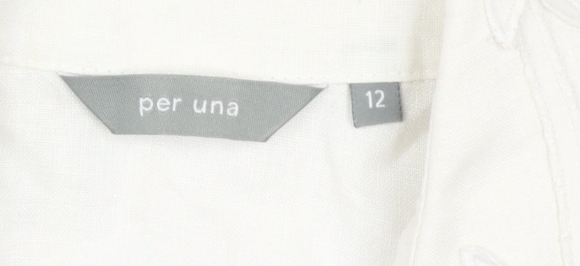 Per Una Women's White Embroidered Button-Up Shirt Size 12