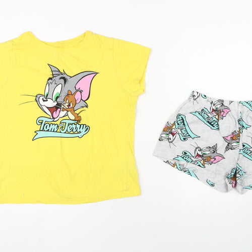 Tom and Jerry Women's Pyjama Set, Yellow, Size 10-12