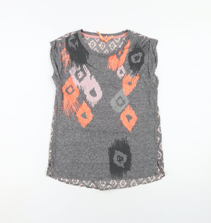 Next Girls Grey Geometric T-Shirt, 10 Years, Sleeveless