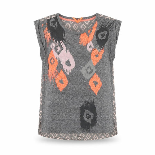 Next Girls Grey Geometric T-Shirt, 10 Years, Sleeveless