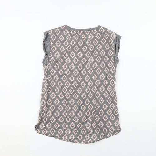 Next Girls Grey Geometric T-Shirt, 10 Years, Sleeveless