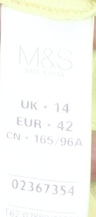 Marks and Spencer Women's Yellow Tank Top, Size 14