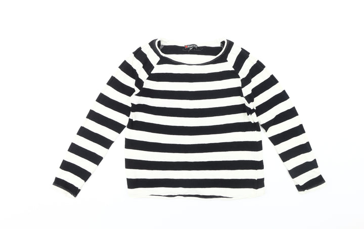 Street One Women's Black Striped Jersey Top Size 10