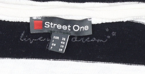 Street One Women's Black Striped Jersey Top Size 10