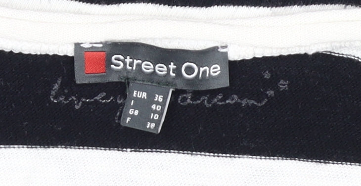 Street One Women's Black Striped Jersey Top Size 10