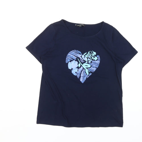Bonmarché Women's Blue Embroidered T-Shirt Size 12
