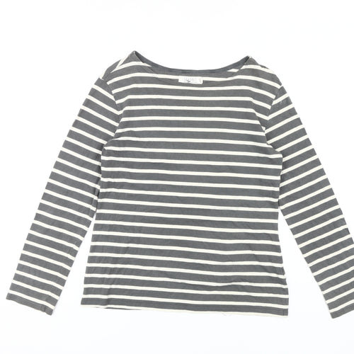 Seasalt Women's Grey Striped T-Shirt Size 10