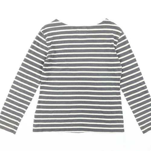 Seasalt Women's Grey Striped T-Shirt Size 10