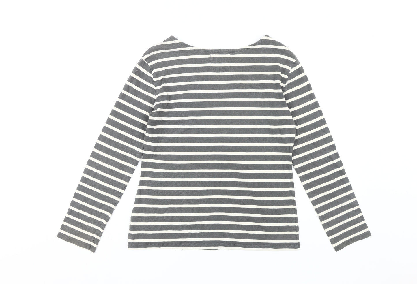 Seasalt Women's Grey Striped T-Shirt Size 10