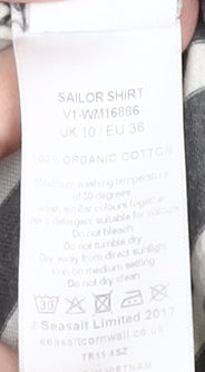 Seasalt Women's Grey Striped T-Shirt Size 10