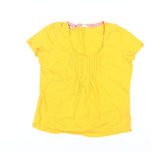 White Stuff Women's Yellow Cotton Scoop Neck T-Shirt - Size 12
