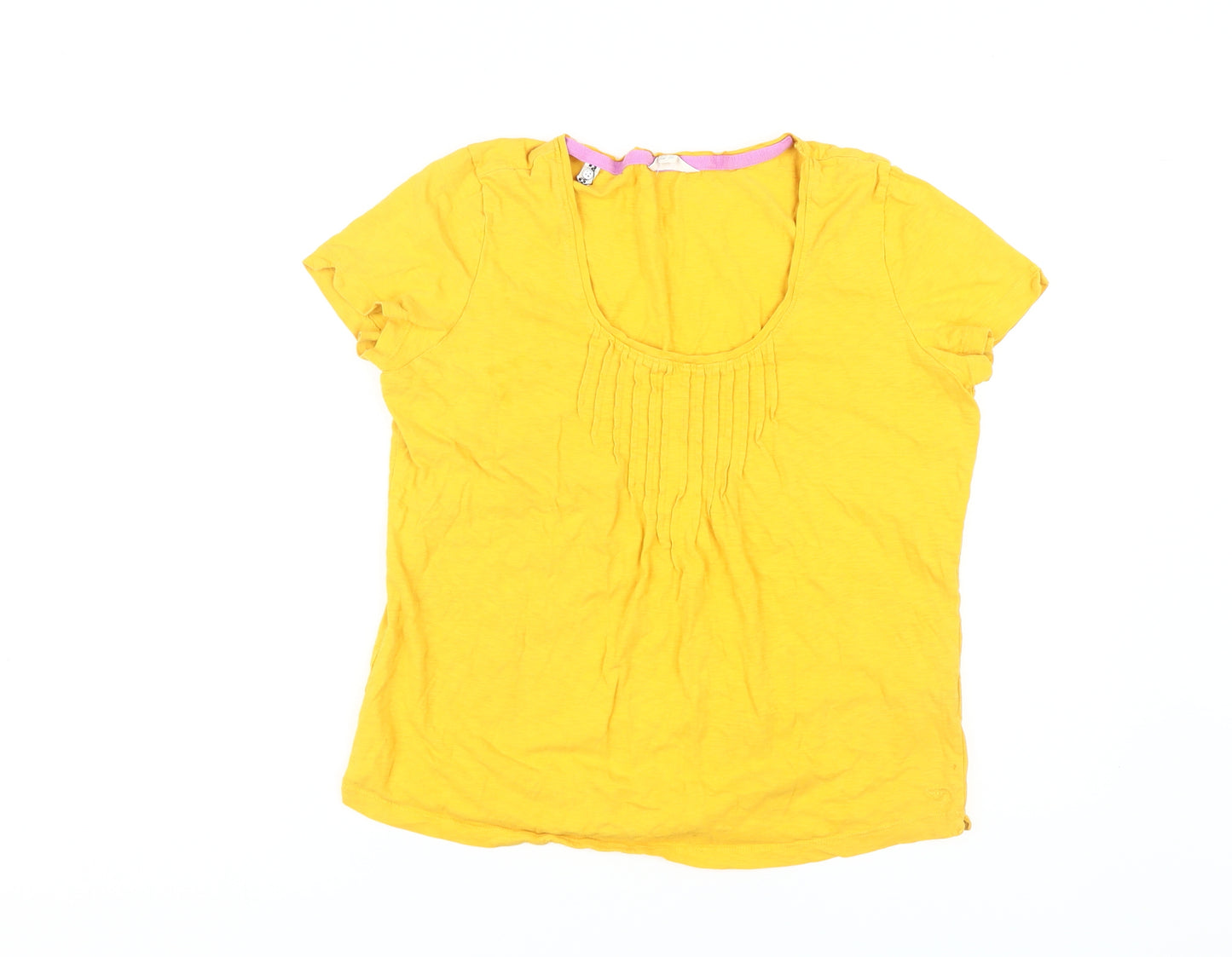 White Stuff Women's Yellow Cotton Scoop Neck T-Shirt - Size 12
