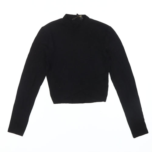 Lipsy Women's Black Cropped Long Sleeve Top, UK Size 6