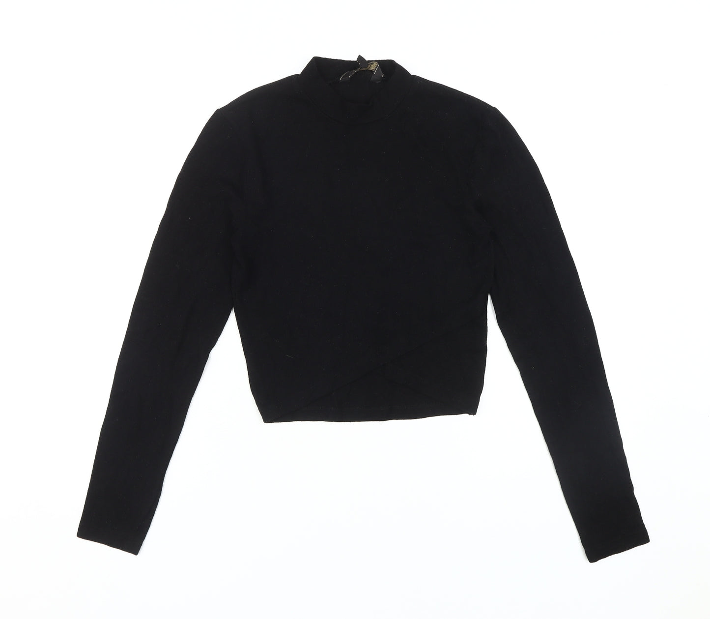 Lipsy Women's Black Cropped Long Sleeve Top, UK Size 6