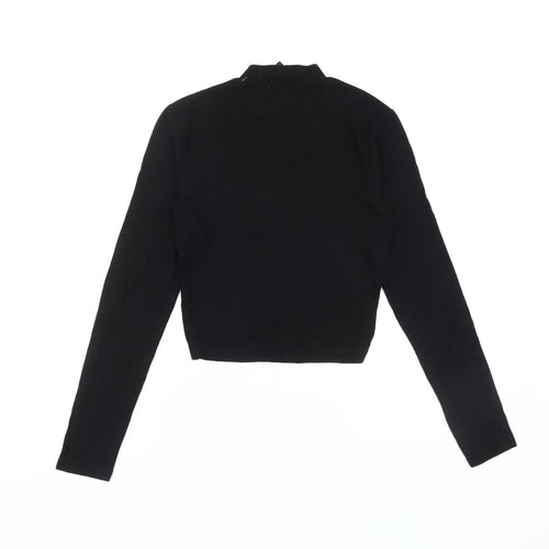Lipsy Women's Black Cropped Long Sleeve Top, UK Size 6