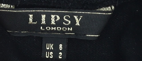 Lipsy Women's Black Cropped Long Sleeve Top, UK Size 6