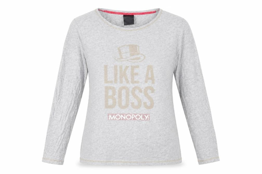 Front view of Monopoly unisex adults grey t-shirt, size 18