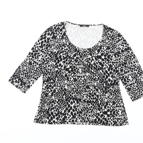 Marks & Spencer Women's Black Animal Print T-Shirt, Size 14