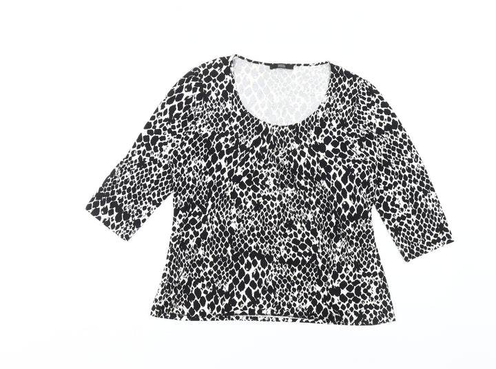 Marks & Spencer Women's Black Animal Print T-Shirt, Size 14