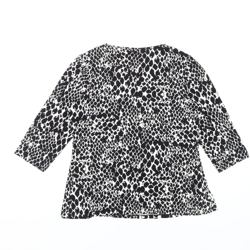 Marks & Spencer Women's Black Animal Print T-Shirt, Size 14