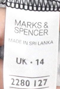 Marks & Spencer Women's Black Animal Print T-Shirt, Size 14