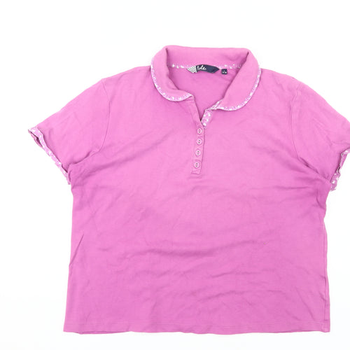 Isle Women's Pink Polo Top, Size L, Short Sleeve Cool Casual