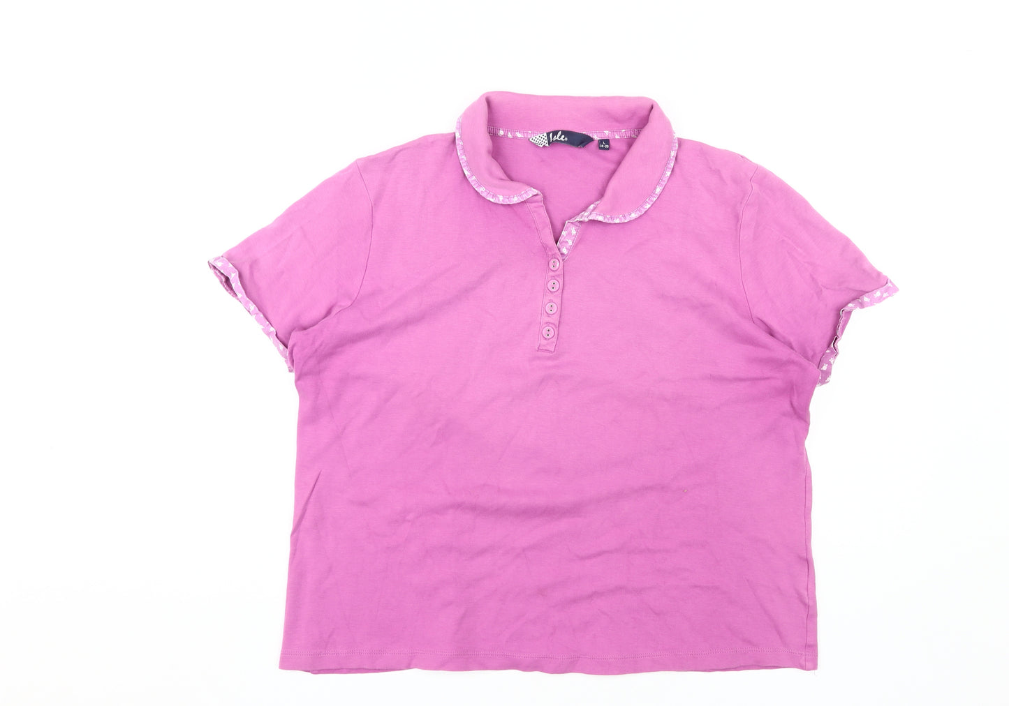 Isle Women's Pink Polo Top, Size L, Short Sleeve Cool Casual