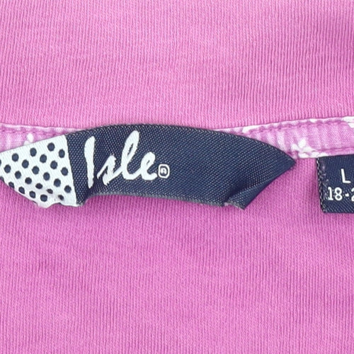 Isle Women's Pink Polo Top, Size L, Short Sleeve Cool Casual