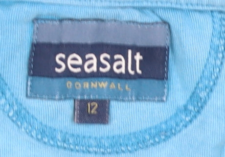 Seasalt Women's Blue Cotton T-Shirt Size 12