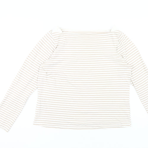 MNG Women's Beige Striped Long Sleeve Top L