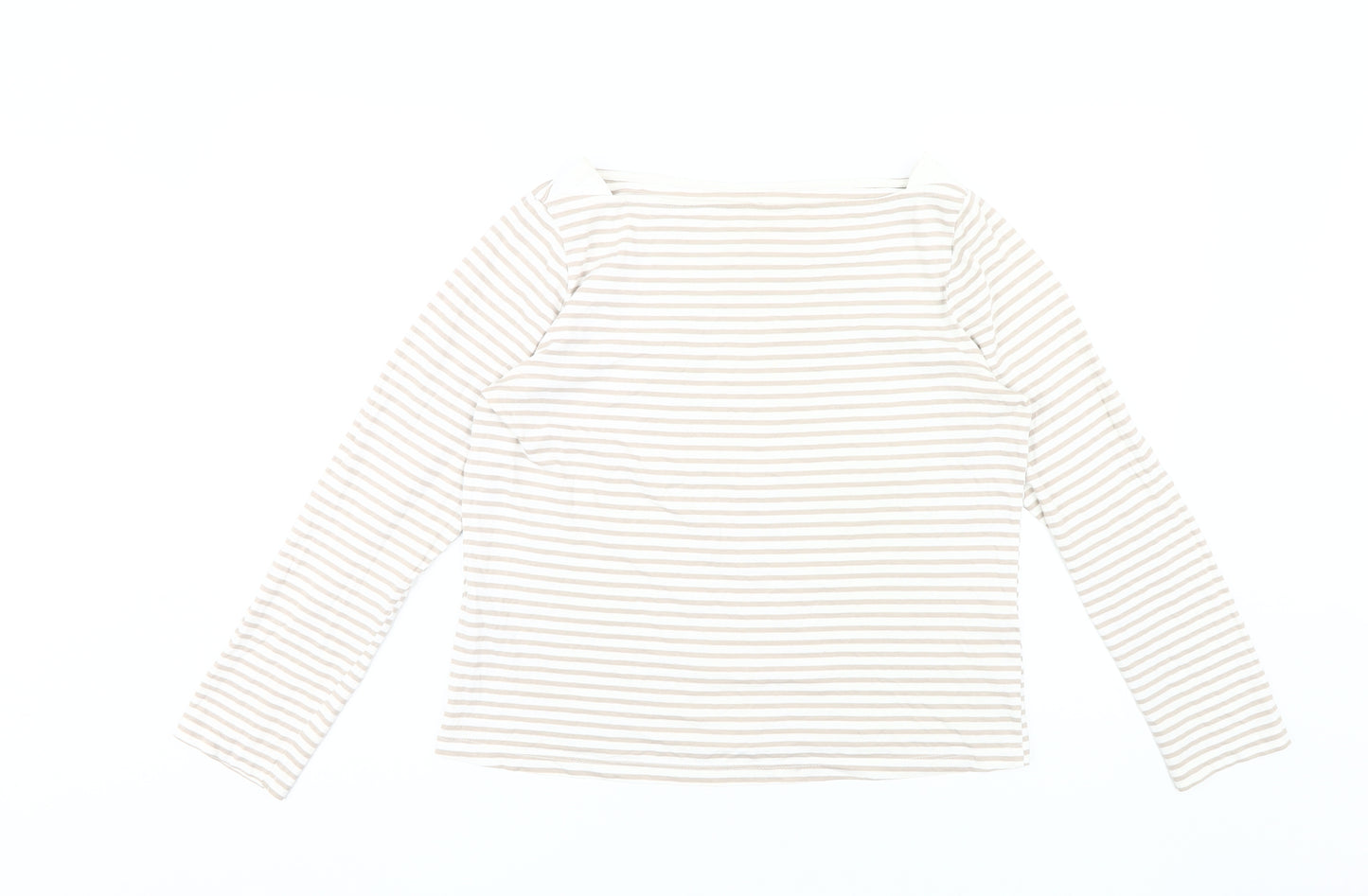 MNG Women's Beige Striped Long Sleeve Top L