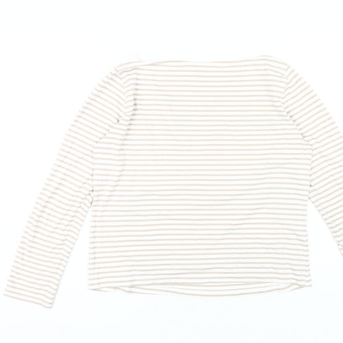 MNG Women's Beige Striped Long Sleeve Top L