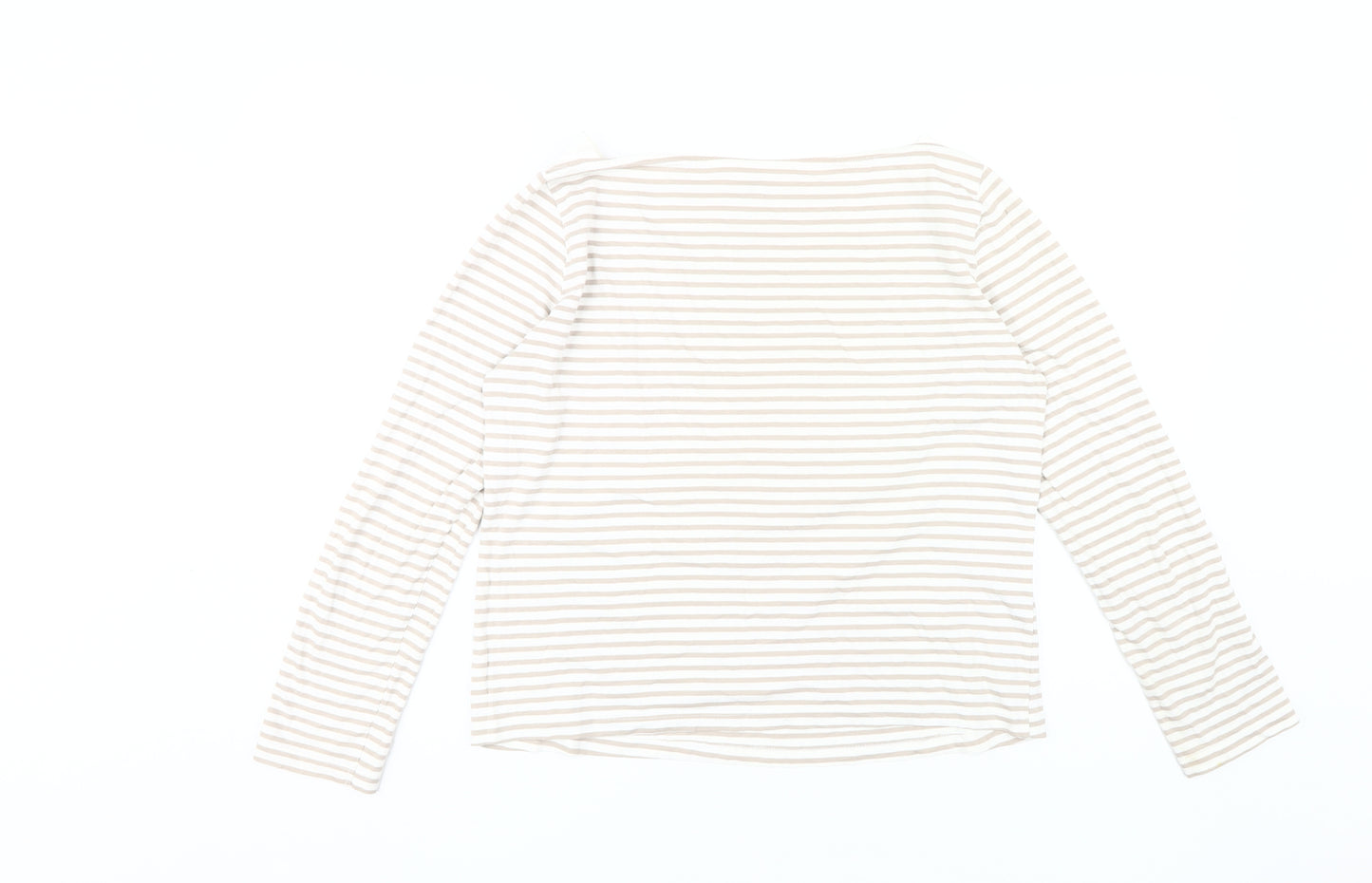 MNG Women's Beige Striped Long Sleeve Top L