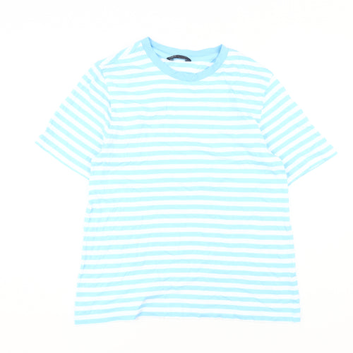 Marks and Spencer Women's Blue Striped T-Shirt, Size 10