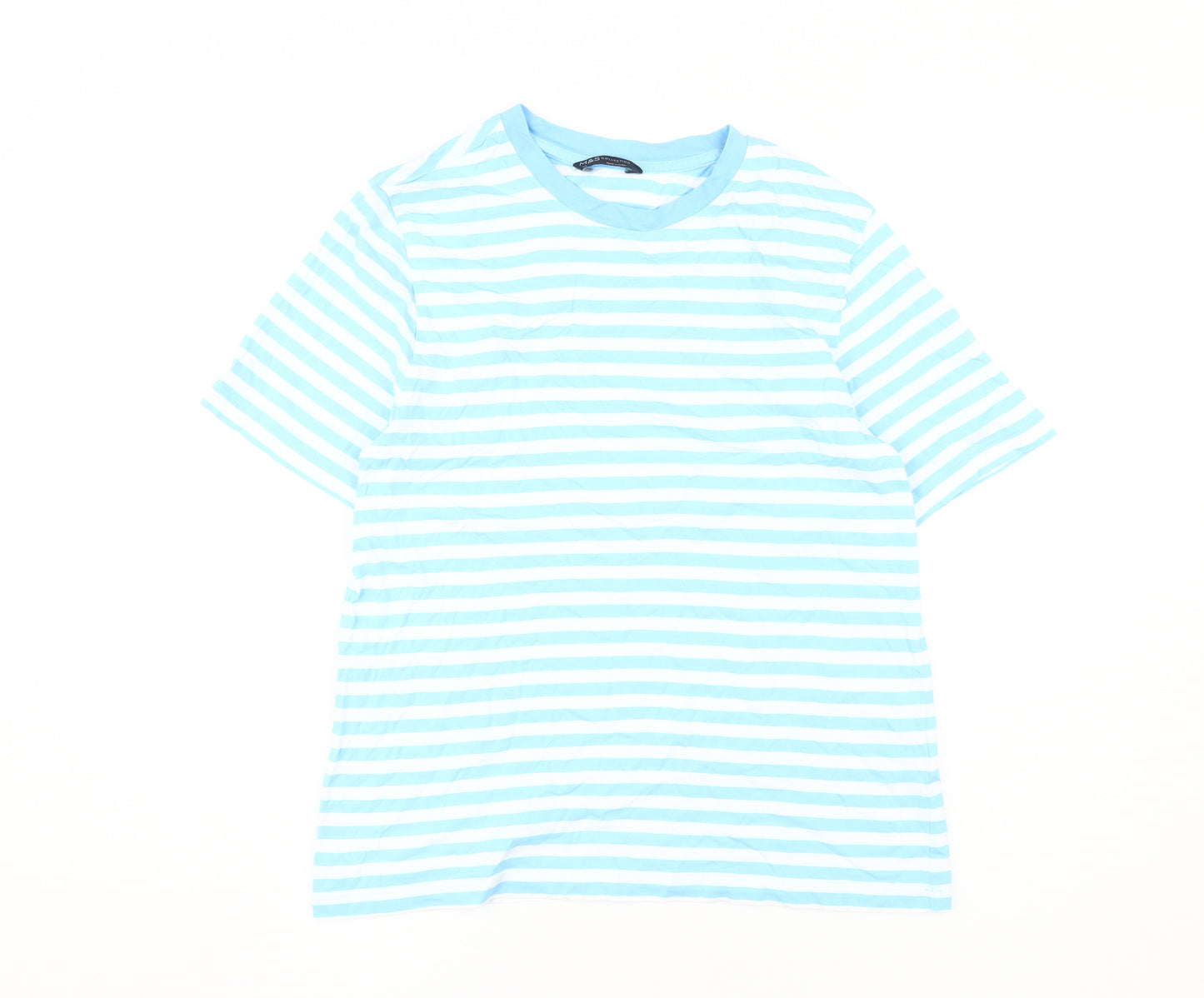 Marks and Spencer Women's Blue Striped T-Shirt, Size 10