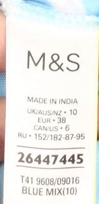 Marks and Spencer Women's Blue Striped T-Shirt, Size 10