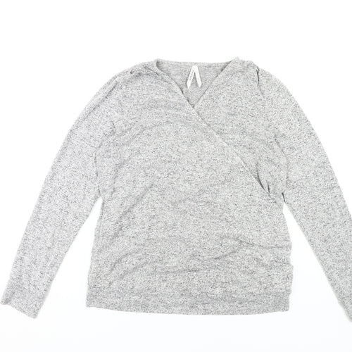 Seraphine Women's Grey Wrap V-Neck Maternity Top L