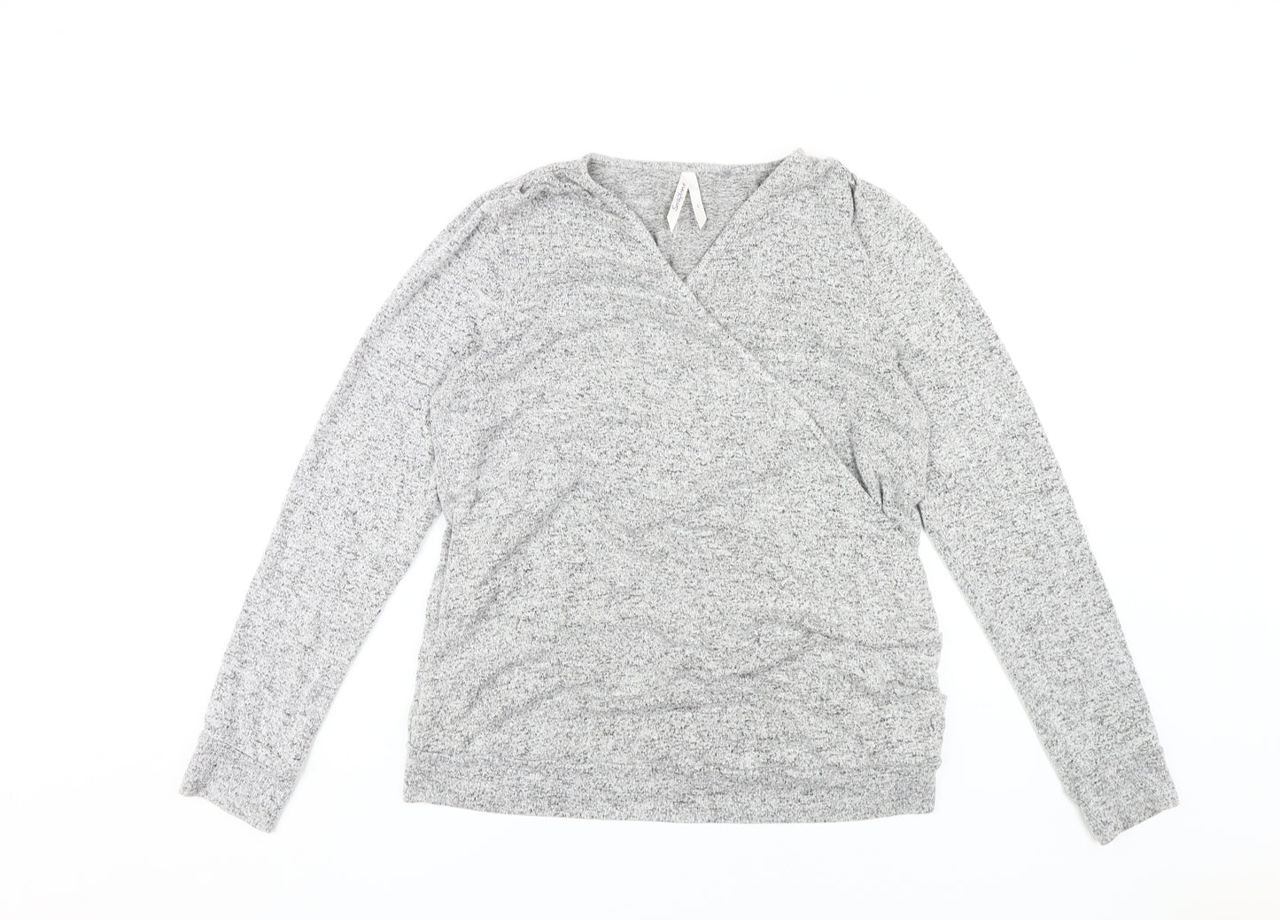 Seraphine Women's Grey Wrap V-Neck Maternity Top L