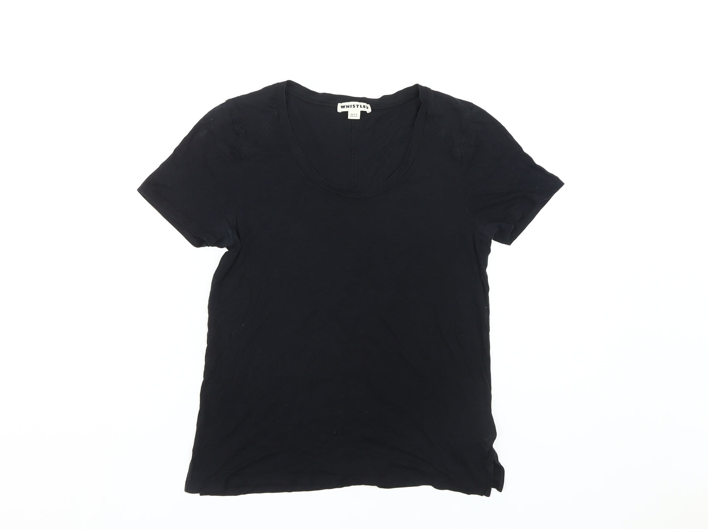 Whistles Women's Black Round Neck T-Shirt Size 8