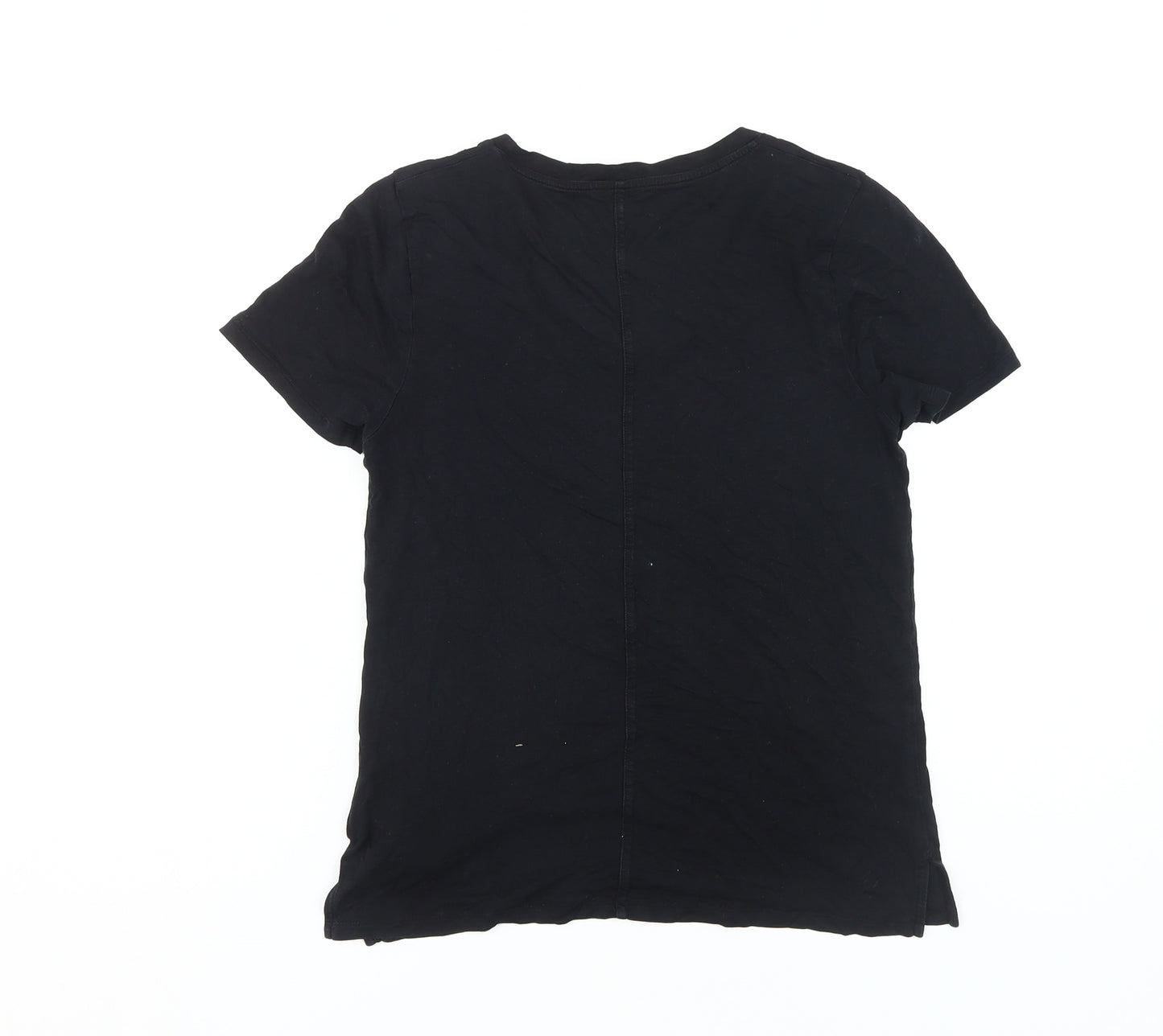 Whistles Women's Black Round Neck T-Shirt Size 8