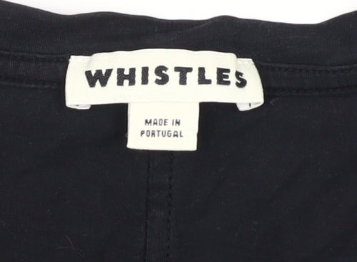 Whistles Women's Black Round Neck T-Shirt Size 8
