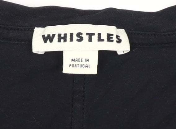 Whistles Women's Black Round Neck T-Shirt Size 8
