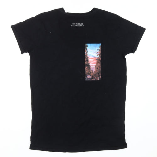River Island Unisex Black City Graphic T-Shirt, Size 10