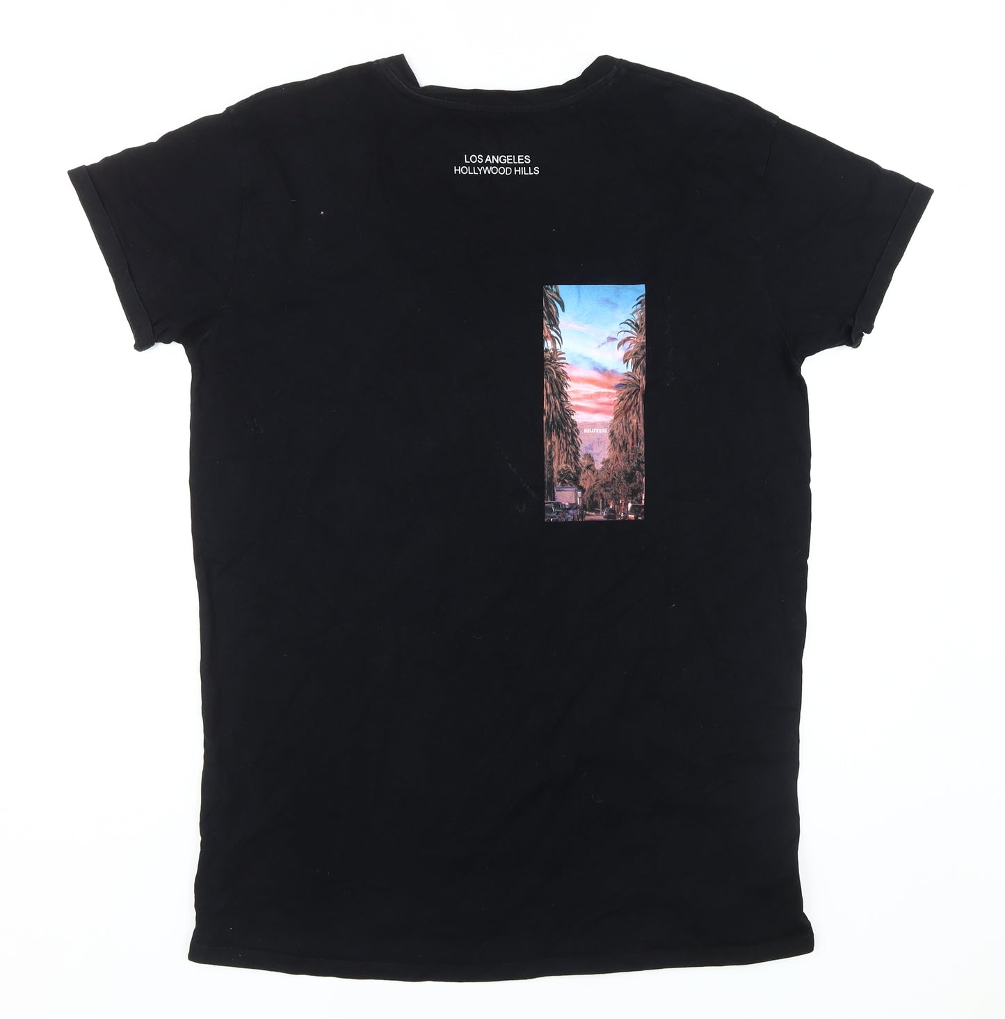 River Island Unisex Black City Graphic T-Shirt, Size 10