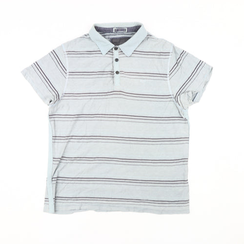 Rocha John Rocha Men's Grey Striped Polo Shirt M