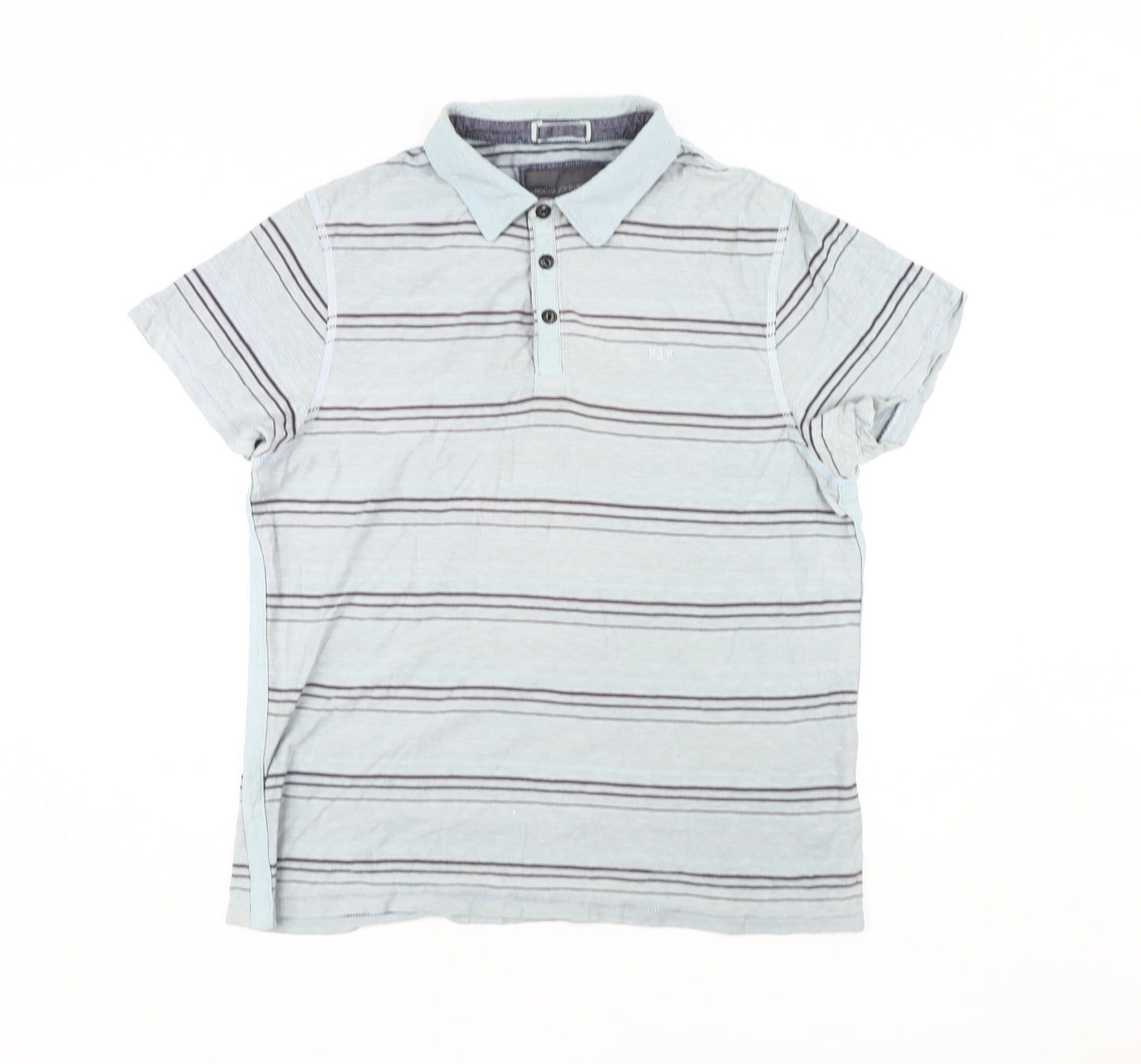 Rocha John Rocha Men's Grey Striped Polo Shirt M