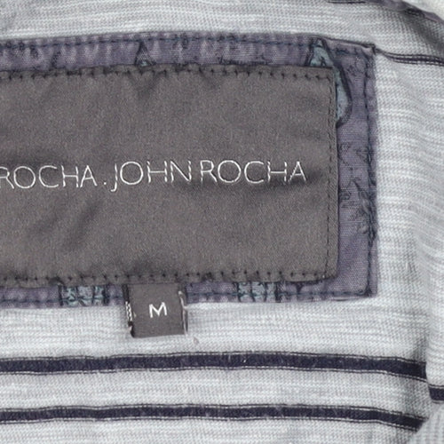 Rocha John Rocha Men's Grey Striped Polo Shirt M
