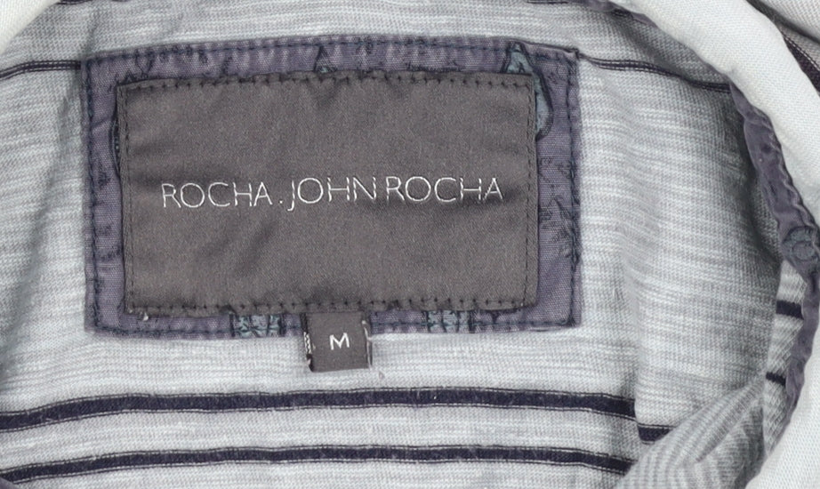 Rocha John Rocha Men's Grey Striped Polo Shirt M